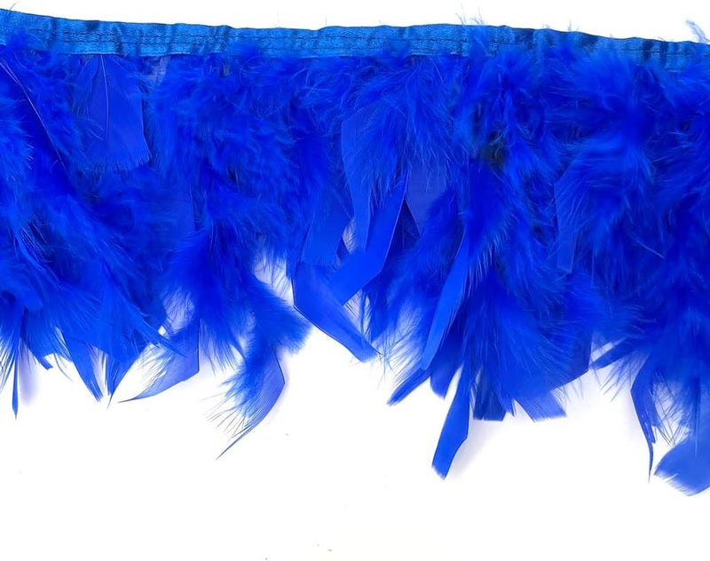 Shekyeon Turkey Feathers Fringe Trim for Party Clothing DIY Sewing Crafts Decoration Pack of 2 Yards (Royal Blue) - Image 4